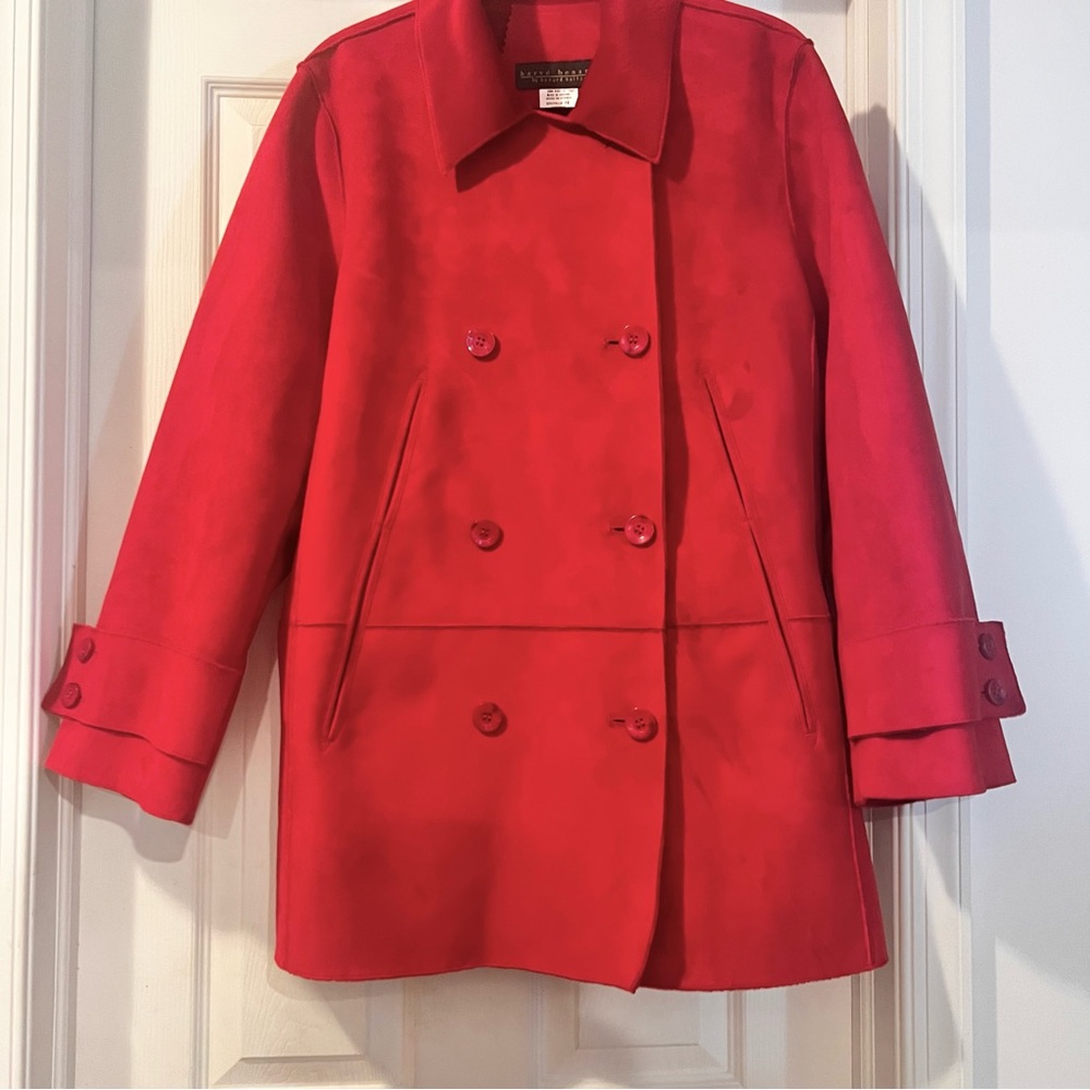 Harve Benard Red Faux-Shearling Pea Coat XL / 14